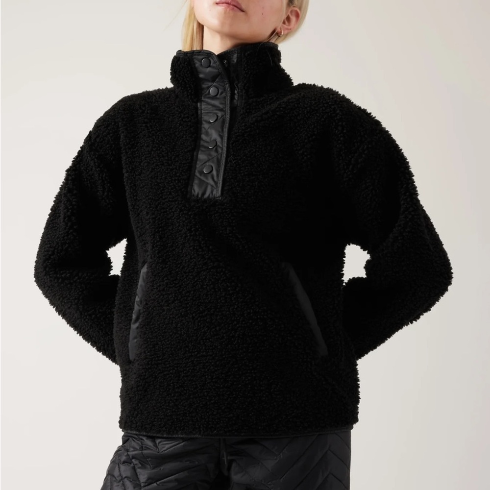 Athleta Black Teddy Sherpa Pullover Jacket